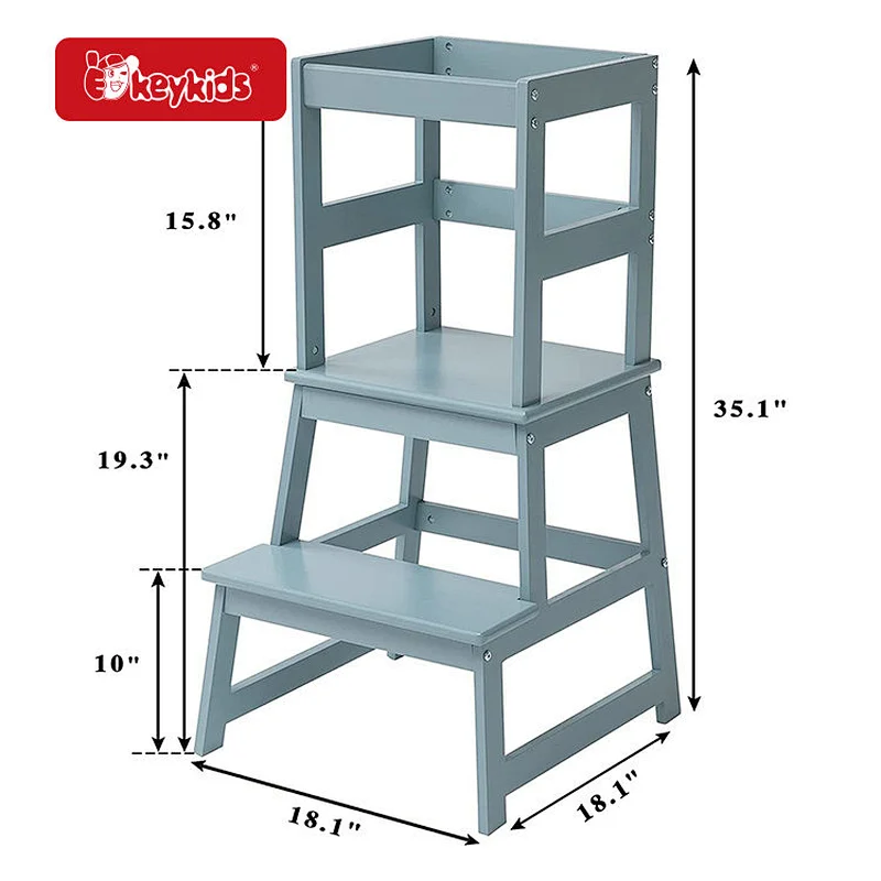 3-Level Height Adjustable Wooden Foldable Kitchen Step Stool for Kids 2-6 Years W08G404