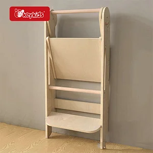 3-Level Height Adjustable Wooden Foldable Kitchen Step Stool for Kids 2-6 Years W08G404
