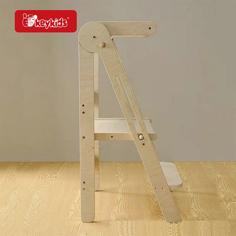 3-Level Height Adjustable Wooden Foldable Kitchen Step Stool for Kids 2-6 Years W08G404